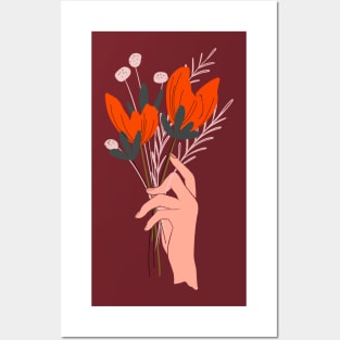Hand with Red Poppies Posters and Art